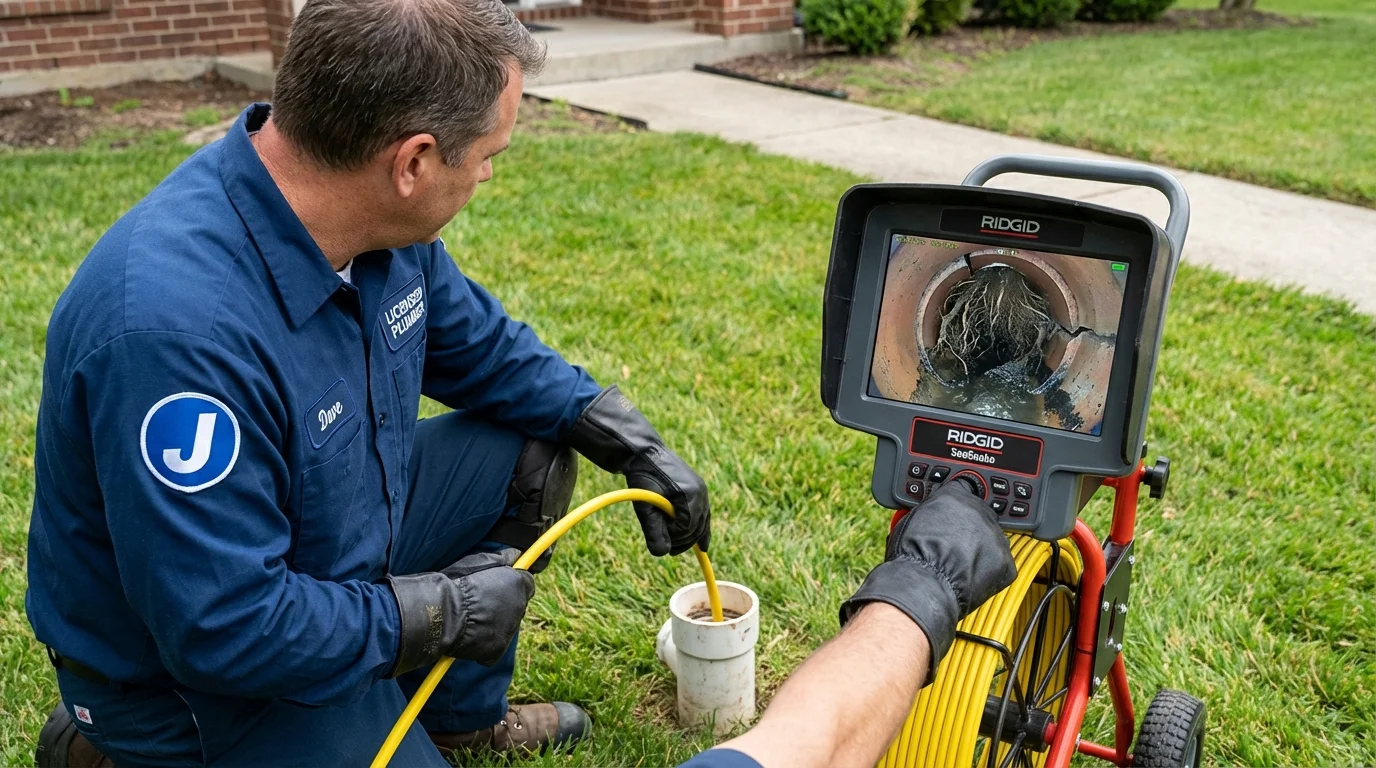 Sewer camera inspection being performed by Johns Plumbing LLC in Alexandria