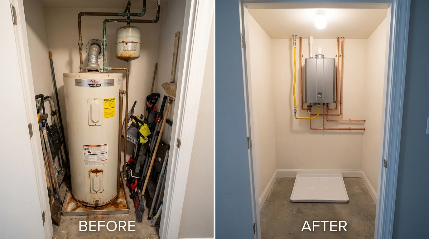Tank water heater versus wall-mounted tankless unit comparison for Alexandria, MN homeowners